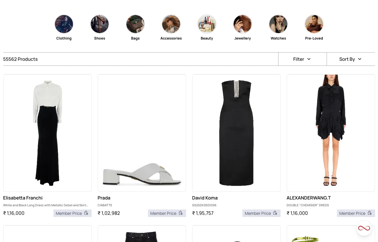Luxury For You product catalog with member pricing